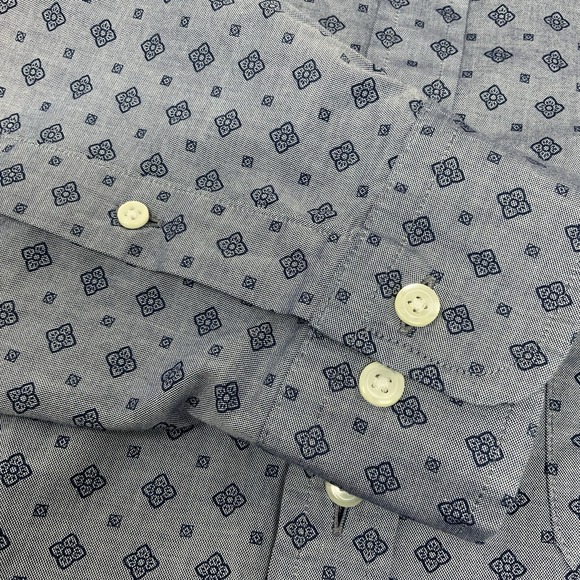 Brooks Brothers Shirt Mens Large Blue Regent Fit Geometric Print Casual Workwear - Picture 5 of 11